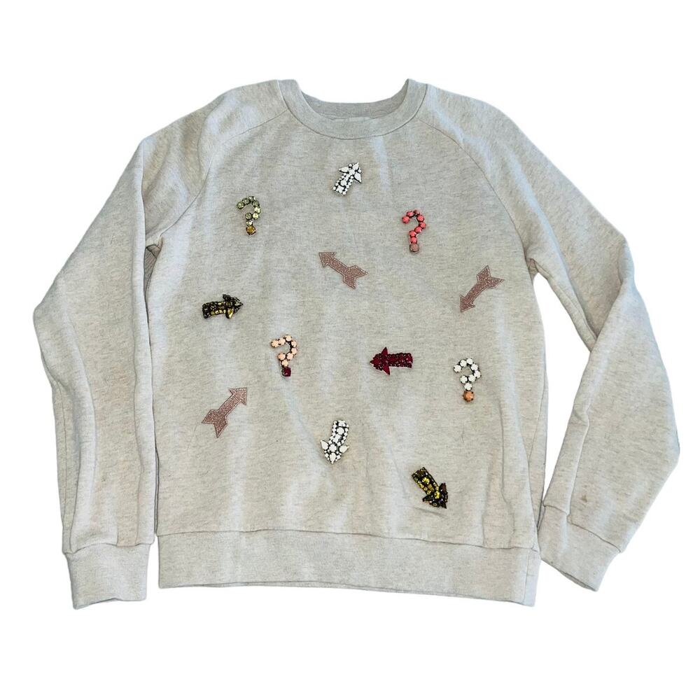 Stella McCartney Women's Embellished Arrow Sweatshirt Crew Neck Gray Size 42/6
